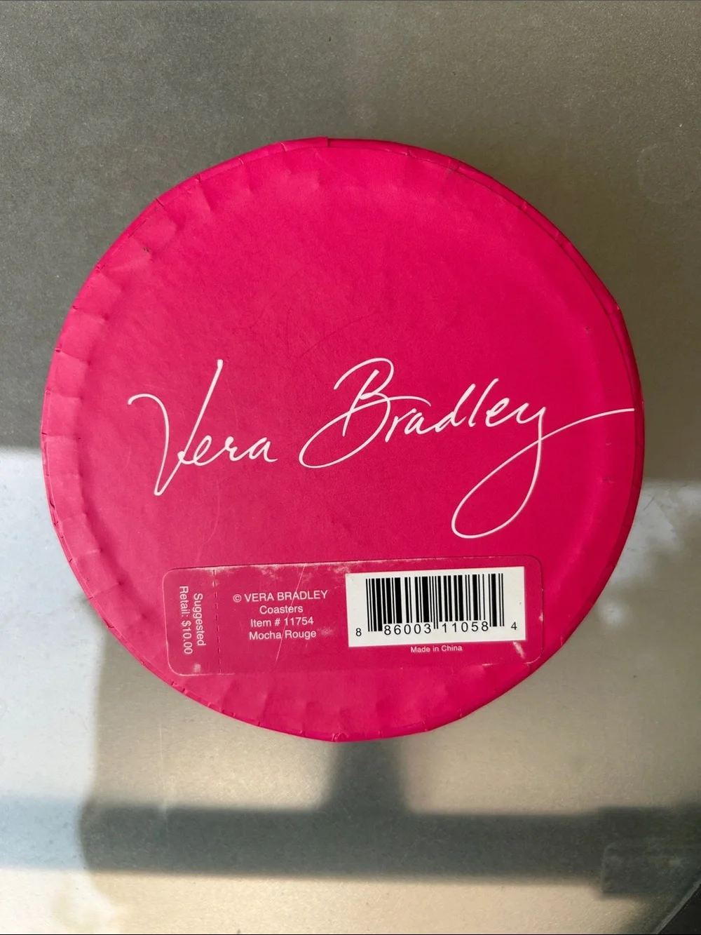 Vera Bradley Bold Pink Floral Coaster Set in Mocha Rouge